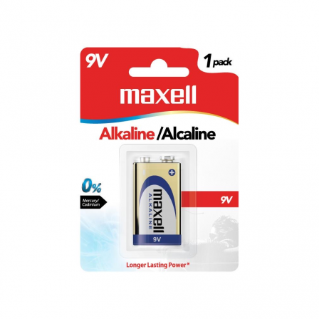 Maxell 9V size Alkaline Batteries 1pcs card - 6LR61(GD)1B
