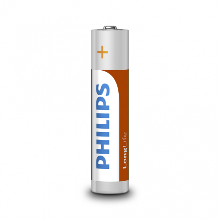 PHILIPS AAA Size 1.5V LongLife Zinc Chloride Batteries 4pcs shrink (R03L4F/97)