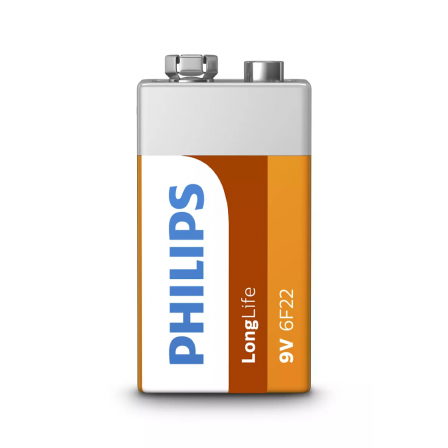 PHILIPS 9V Size LongLife Zinc Chloride Batteries 1pcs card (6F22L1B/97)
