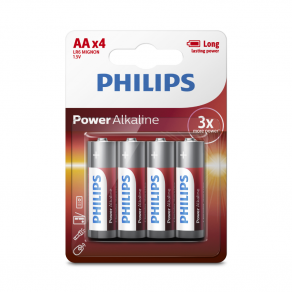 PHILIPS AA size 1.5V Power Alkaline Batteries 4pcs card (LR6P4B/97)