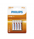 PHILIPS AAA Size LongLife Zinc Chloride Batteries 4pcs card (R03L4B/97)