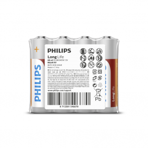 PHILIPS AA Size LongLife Zinc Chloride Batteries 4pcs shrink  (R6L4F/97)